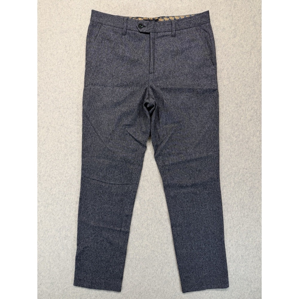 Ted Baker London Wool Cashmere Dress Pants Mens 32R Gray Flat Front Trousers